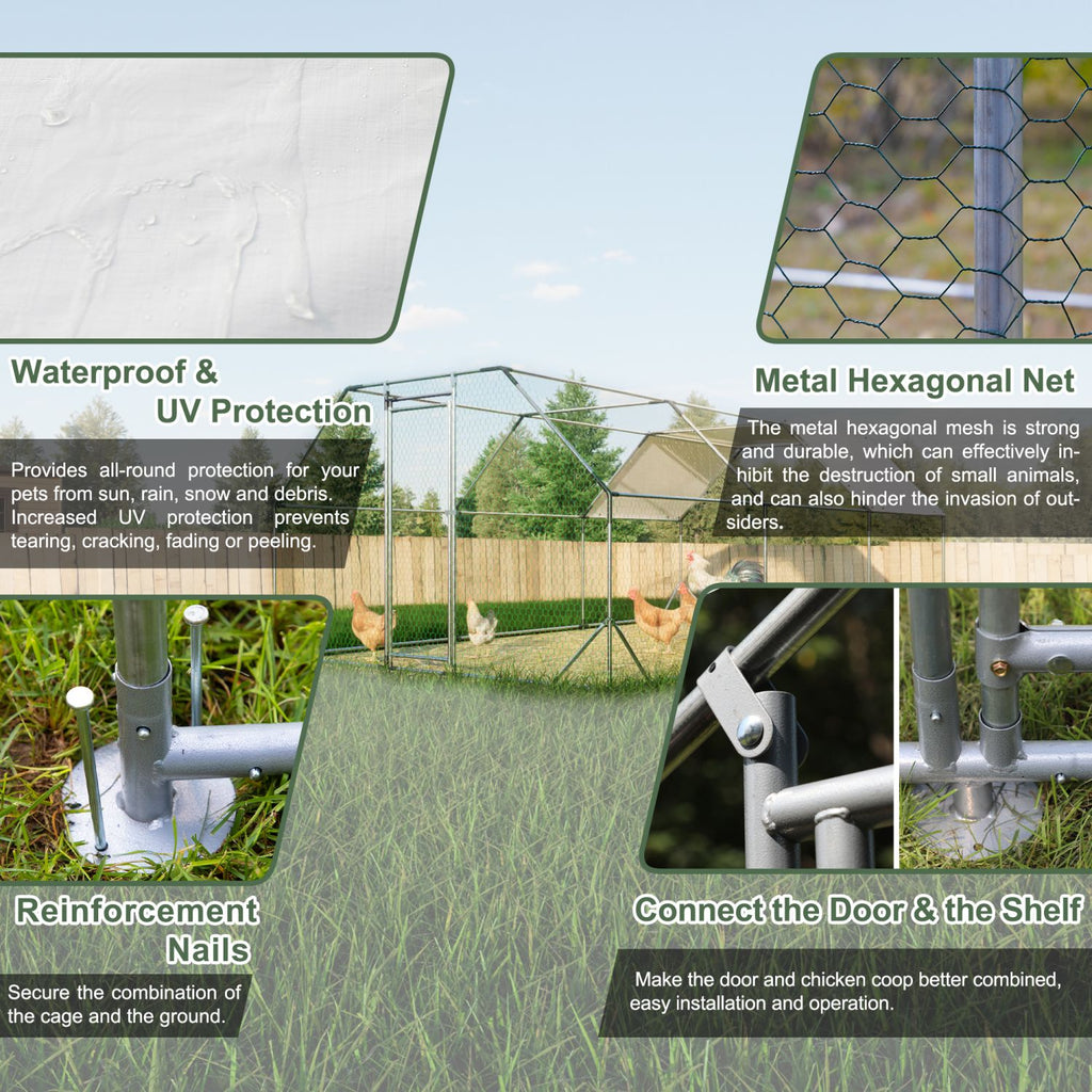 everyday Galvanized Walk-In Chicken Coop with Weatherproof Tarp & Lockable Doors