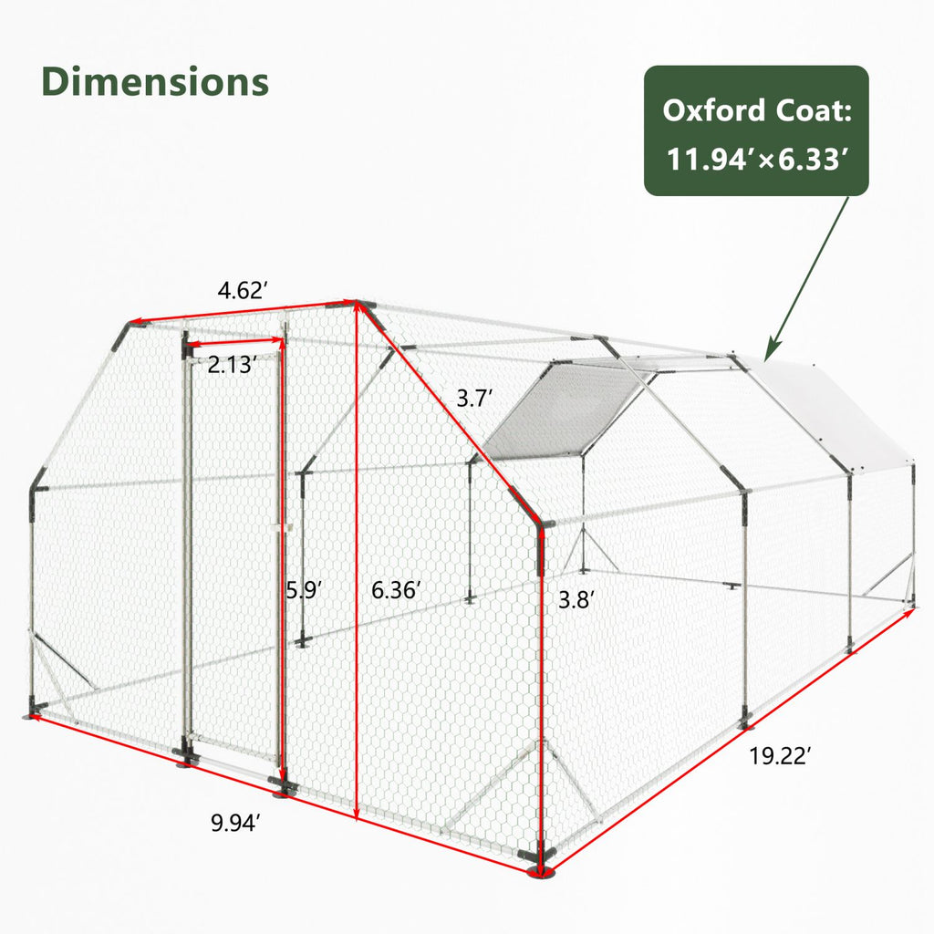 everyday Galvanized Walk-In Chicken Coop with Weatherproof Tarp & Lockable Doors