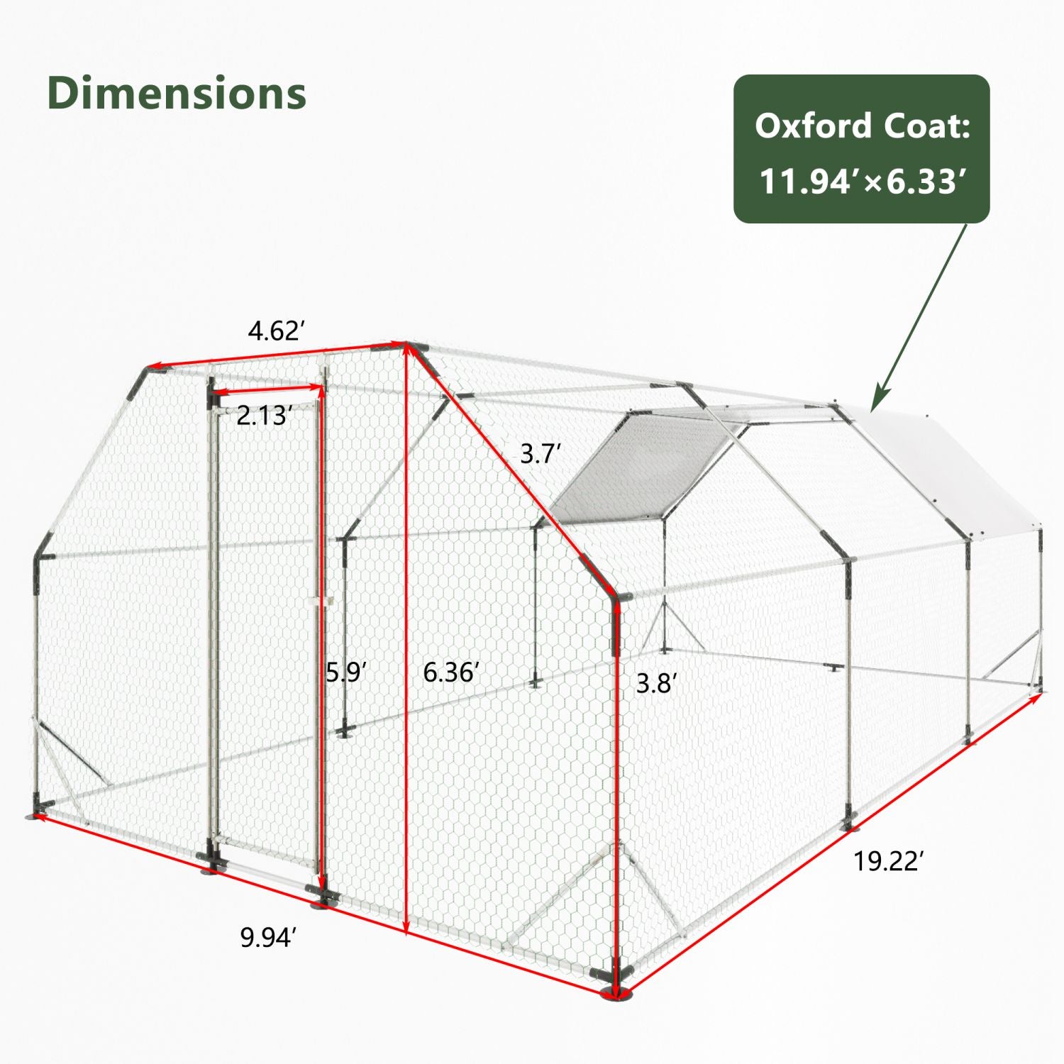 everyday Galvanized Walk-In Chicken Coop with Weatherproof Tarp & Lockable Doors