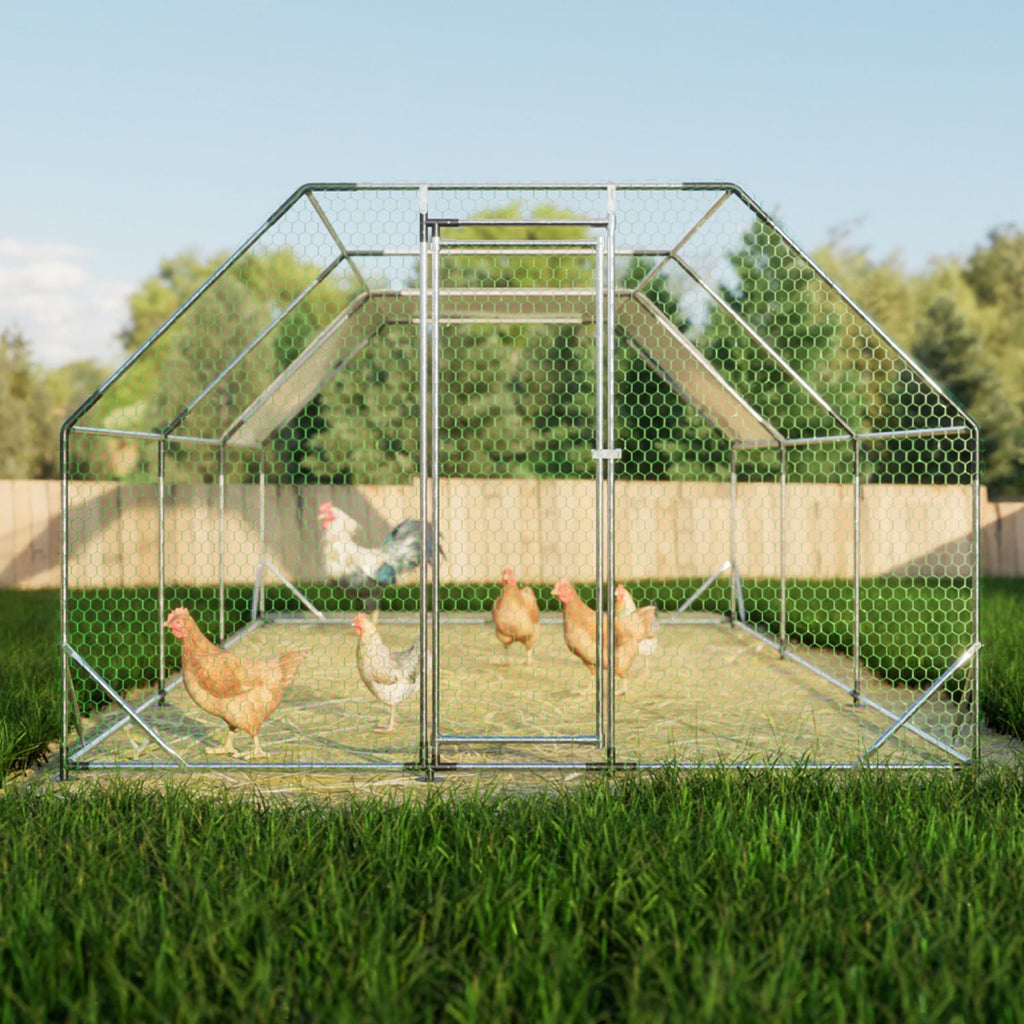 everyday Galvanized Walk-In Chicken Coop with Weatherproof Tarp & Lockable Doors