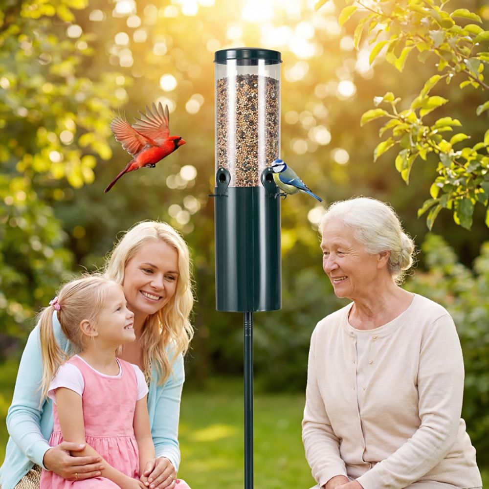 Squirrel Proof Bird Feeder with Pole Mount & Baffle