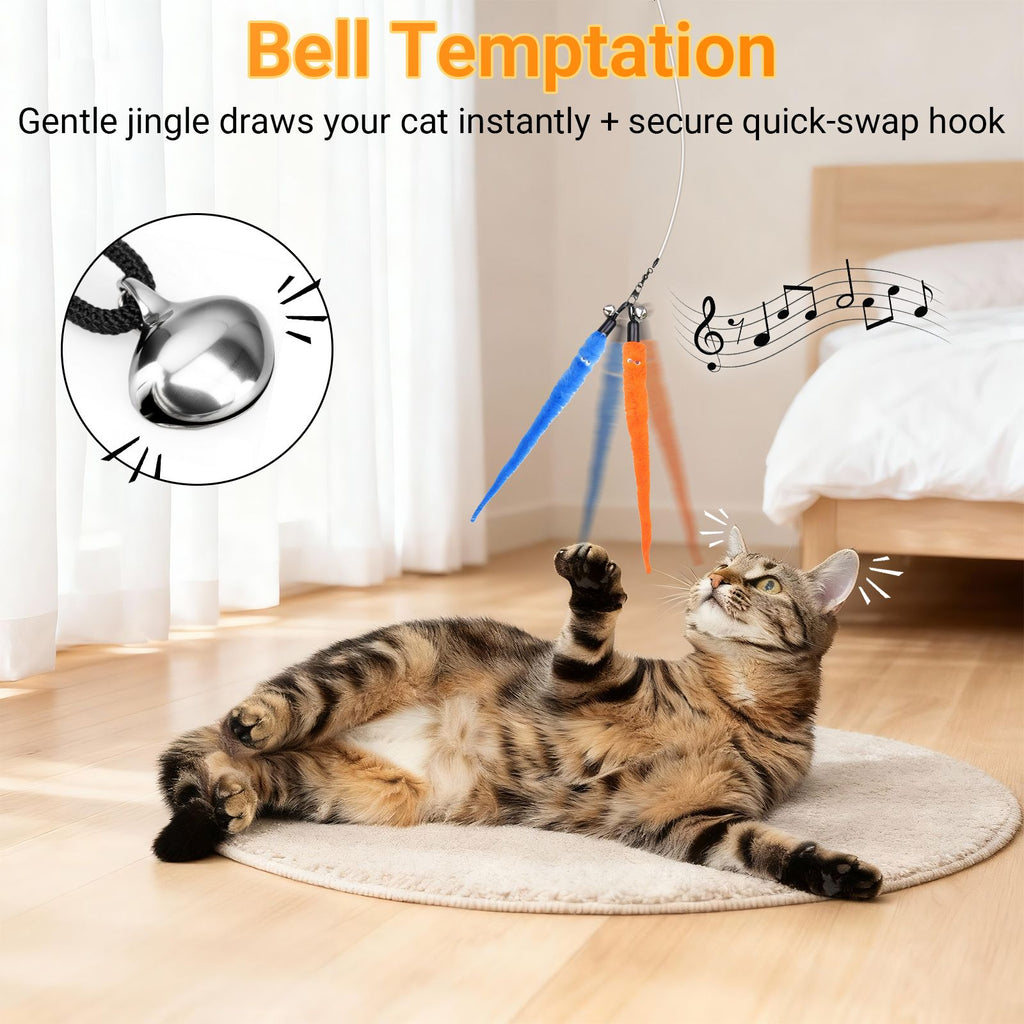 11-Pack Retractable Cat Wand Toys with Feathers, Tassels, and Worms