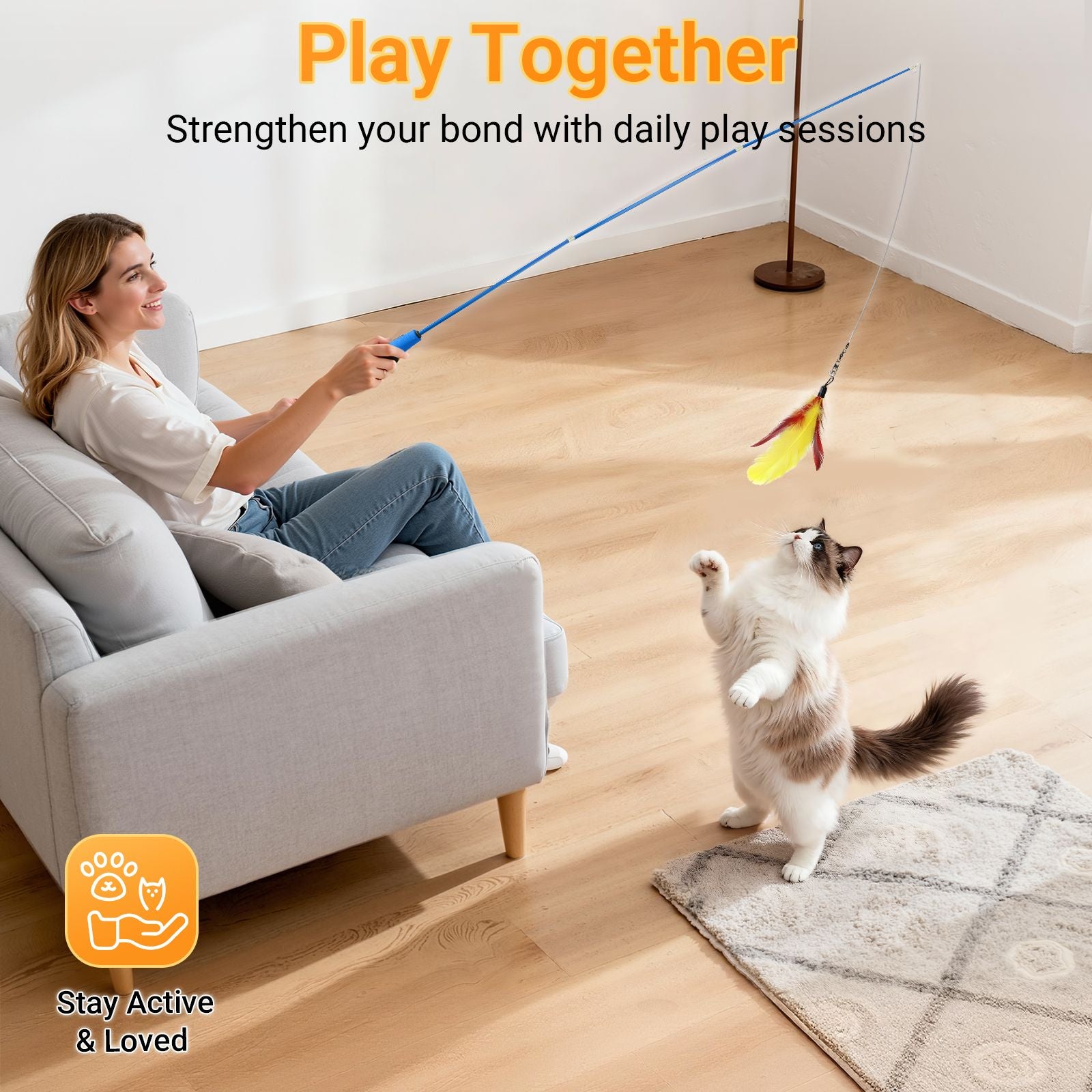 11-Pack Retractable Cat Wand Toys with Feathers, Tassels, and Worms