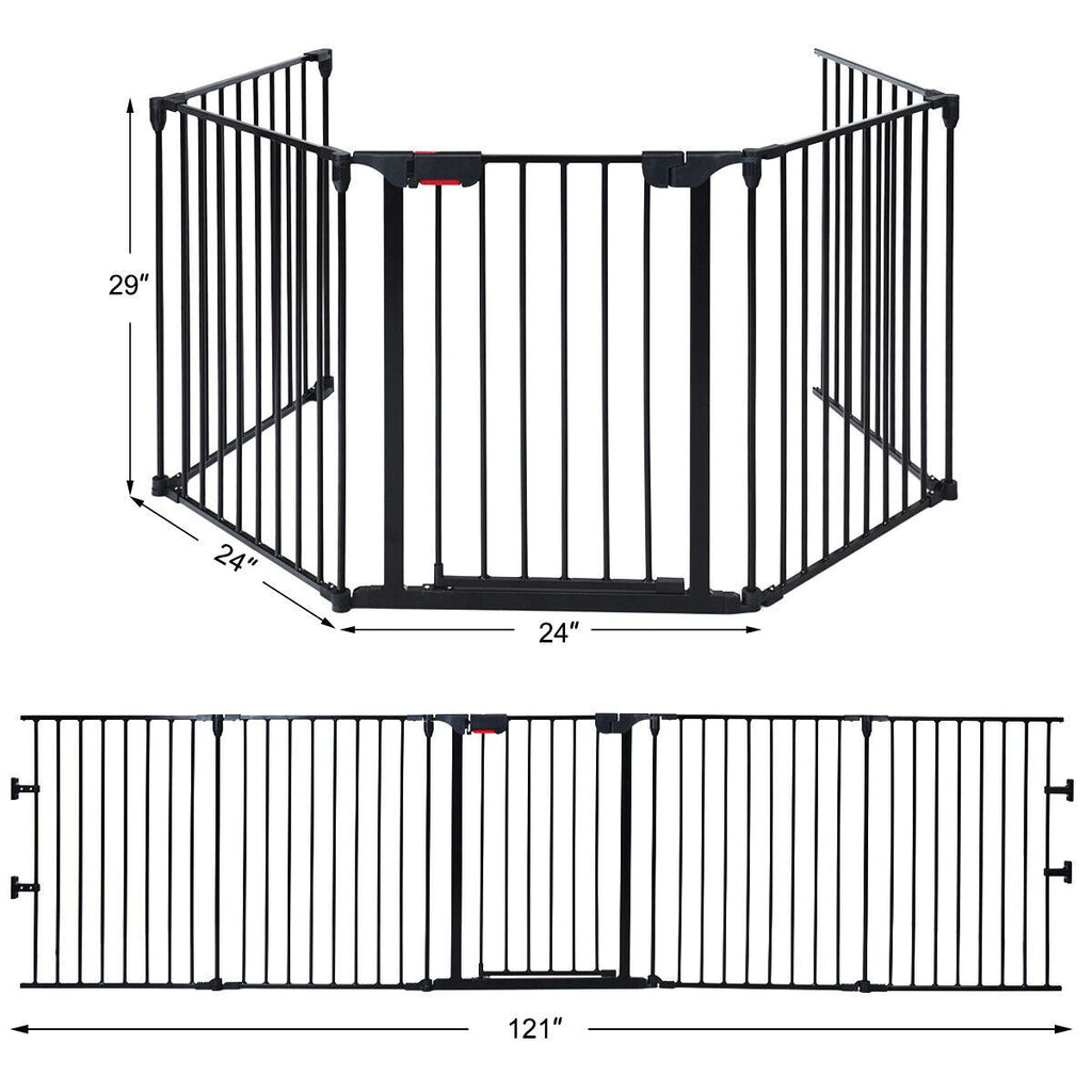 Versatile 5-Panel Safety Gate: Play Yard, Fireplace Fence & Baby Barrier