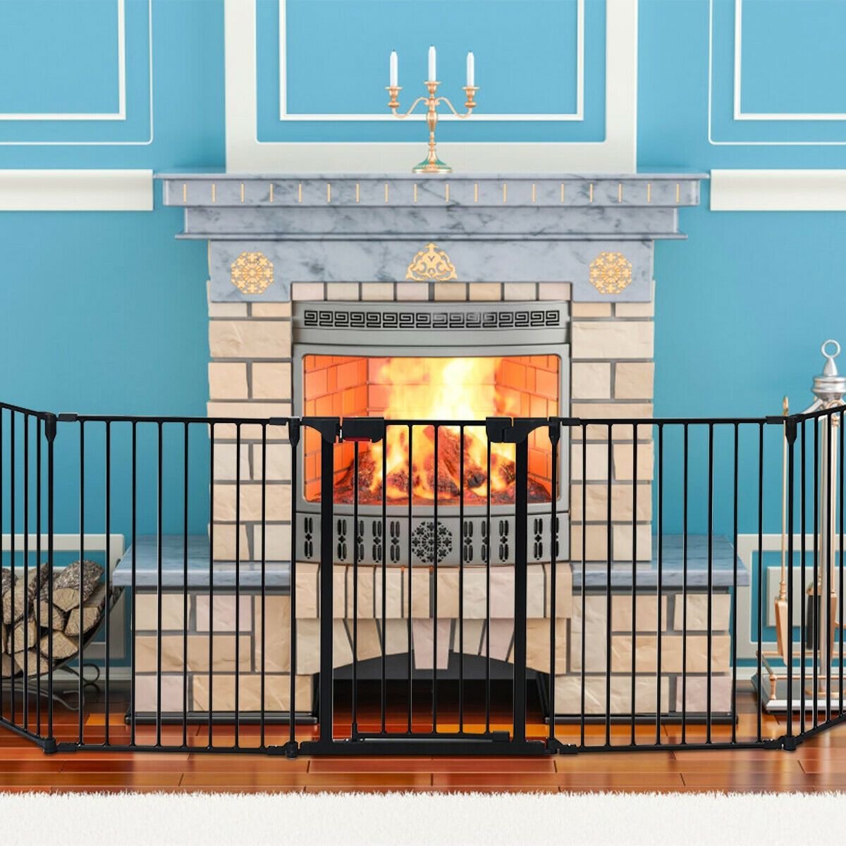 Versatile 5-Panel Safety Gate: Play Yard, Fireplace Fence & Baby Barrier