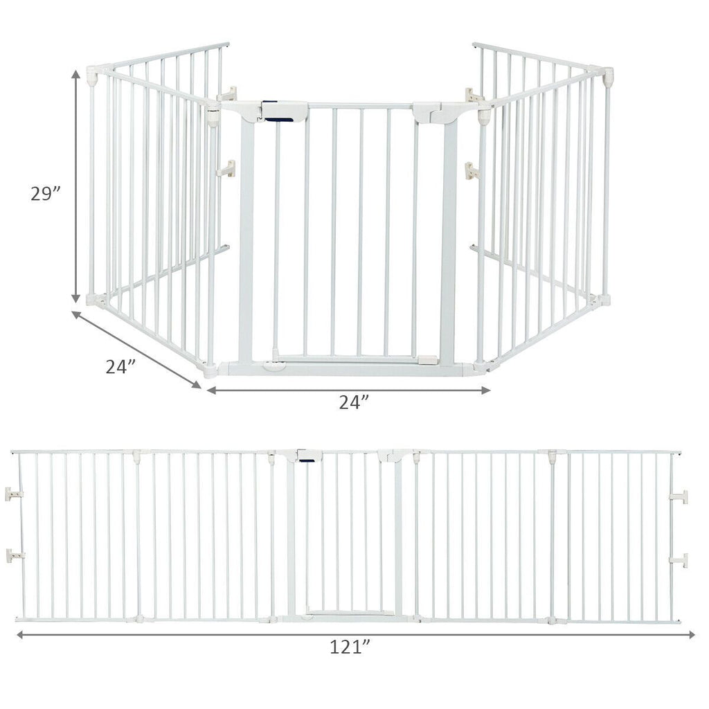 Versatile 5-Panel Safety Gate: Play Yard, Fireplace Fence & Baby Barrier