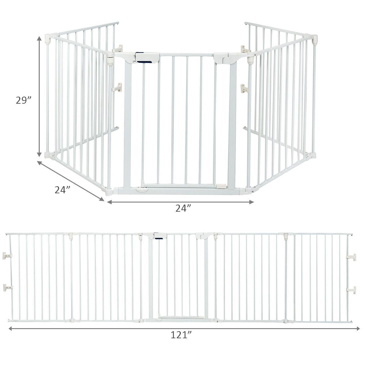 Versatile 5-Panel Safety Gate: Play Yard, Fireplace Fence & Baby Barrier