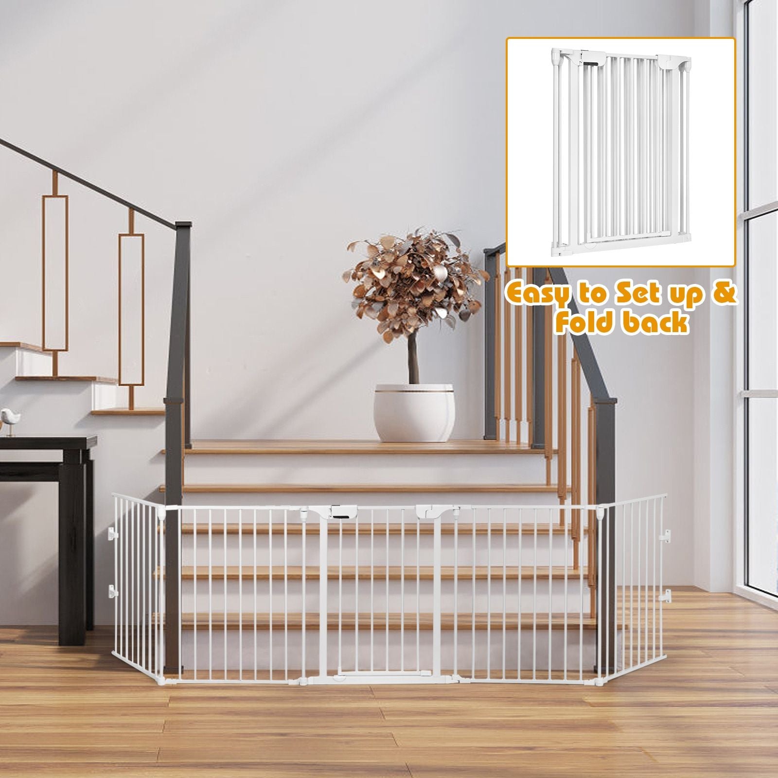 Versatile 5-Panel Safety Gate: Play Yard, Fireplace Fence & Baby Barrier