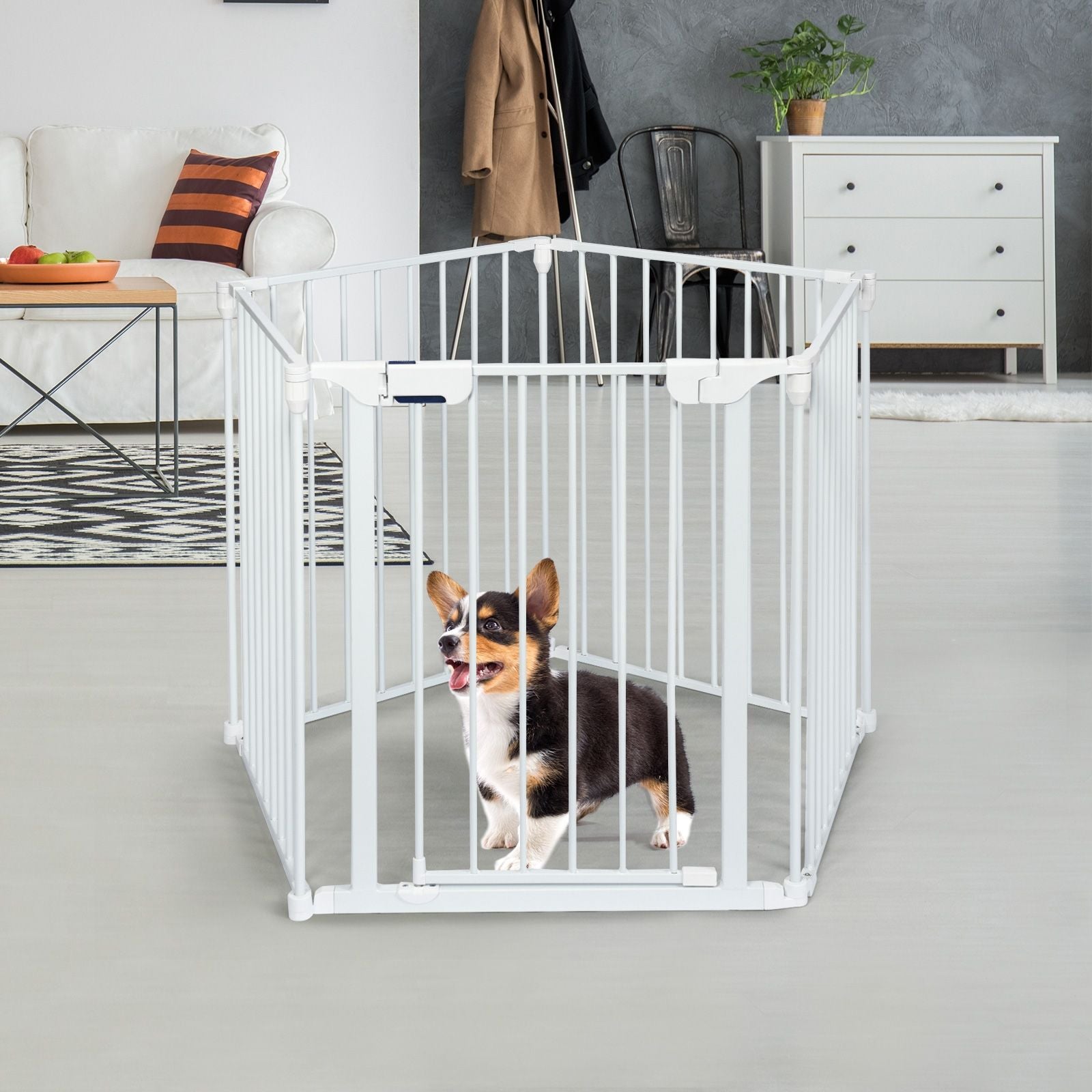 Versatile 5-Panel Safety Gate: Play Yard, Fireplace Fence & Baby Barrier
