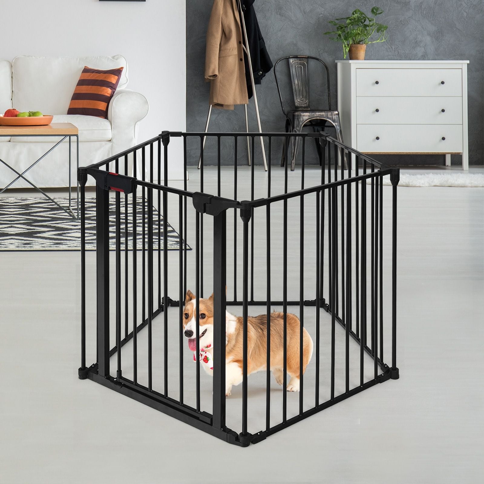Versatile 5-Panel Safety Gate: Play Yard, Fireplace Fence & Baby Barrier