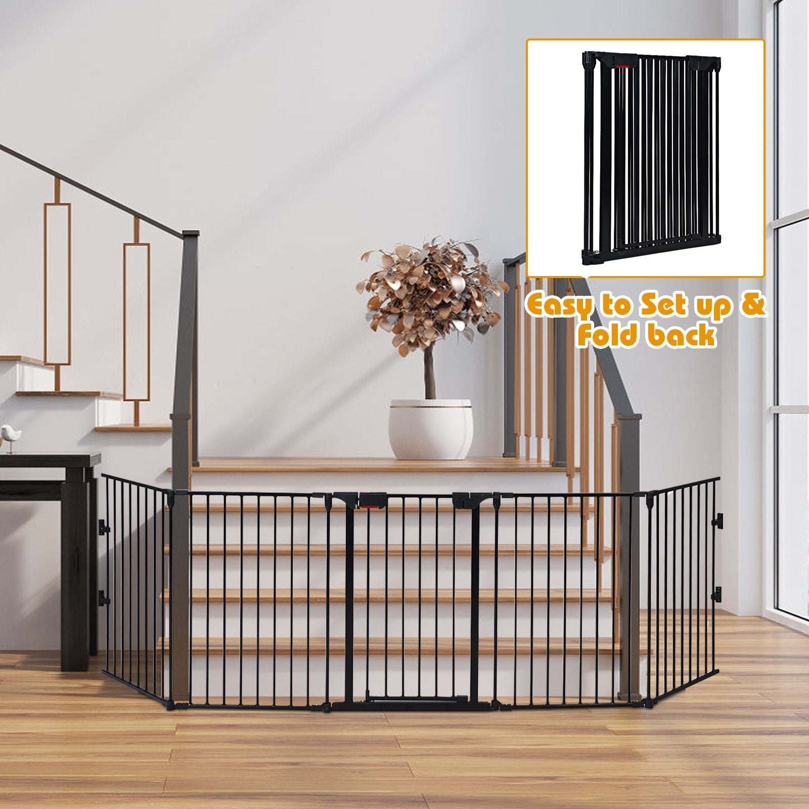 Versatile 5-Panel Safety Gate: Play Yard, Fireplace Fence & Baby Barrier
