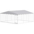 Spacious Outdoor Dog Kennel with water-ready Roof, Silver