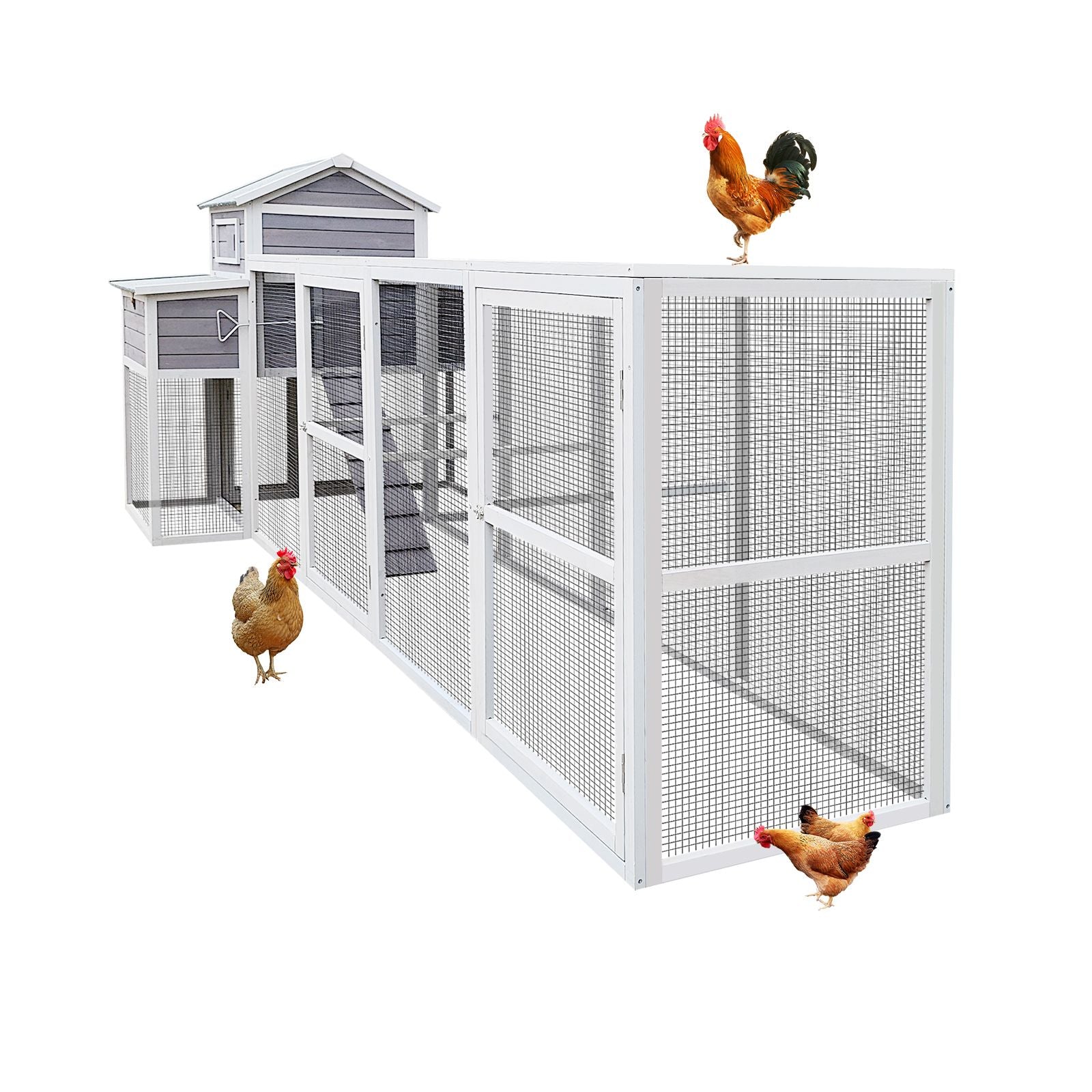 150" Extra Large Chicken Coop with Solid Fir furniture-style and Easy-Clean Tray