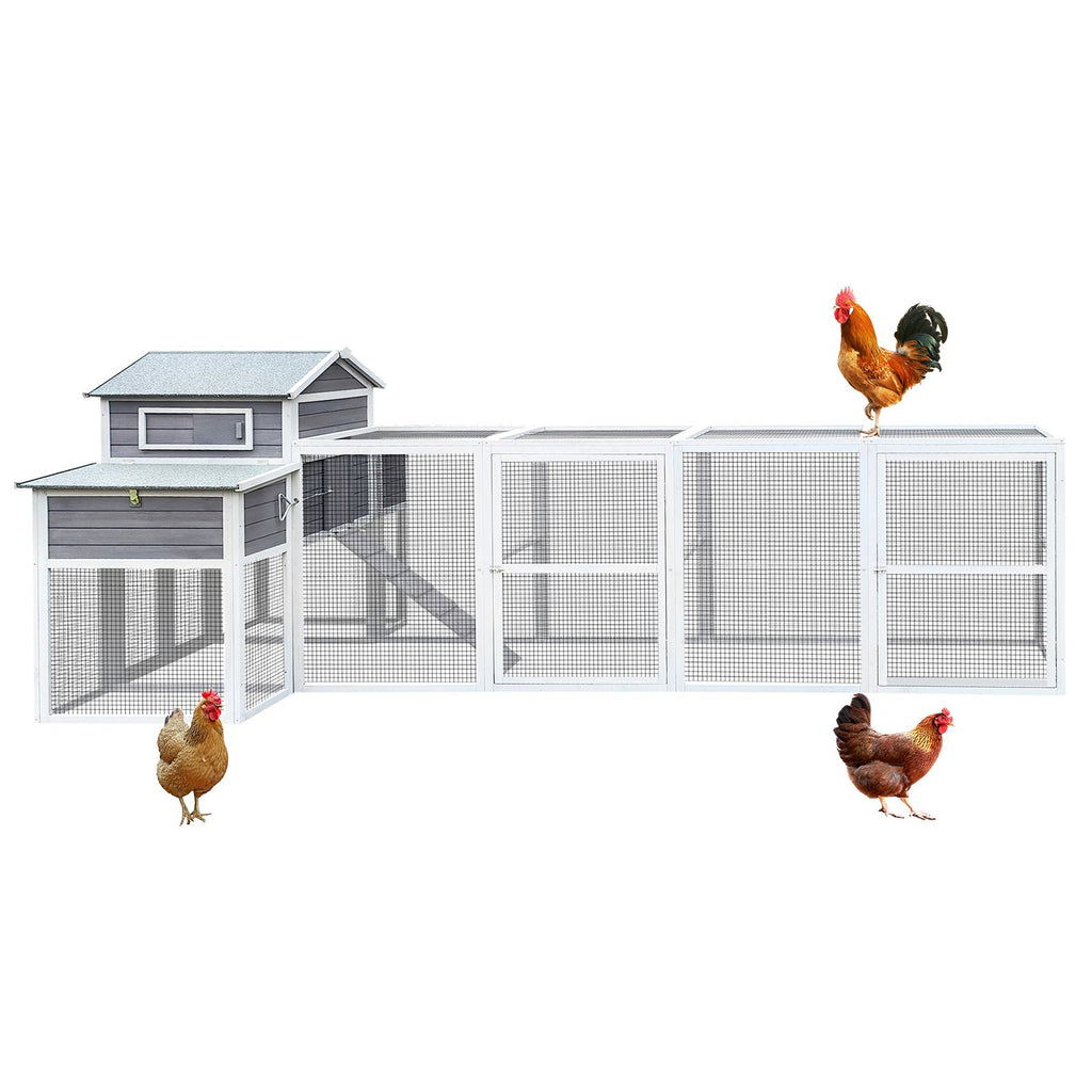 150" Extra Large Chicken Coop with Solid Fir furniture-style and Easy-Clean Tray