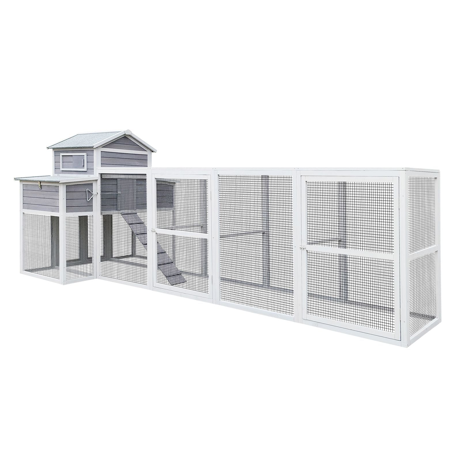 150" Extra Large Chicken Coop with Solid Fir furniture-style and Easy-Clean Tray