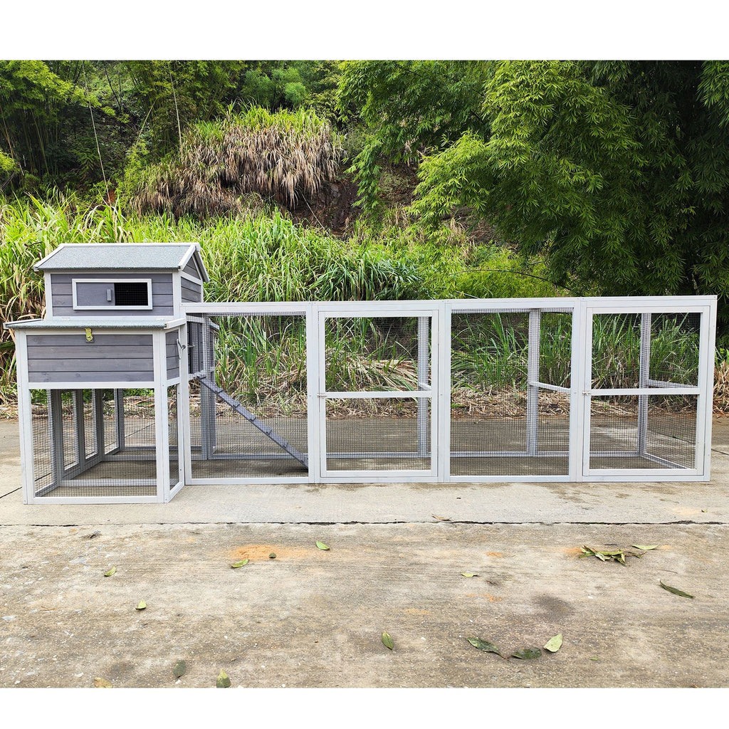 150" Extra Large Chicken Coop with Solid Fir furniture-style and Easy-Clean Tray