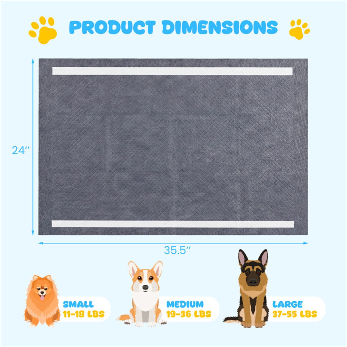 150 Pack Activated Carbon Dog Pee Pads 35.5"x24", Extra Large 6-Layer Odor Control Pet Training Pads
