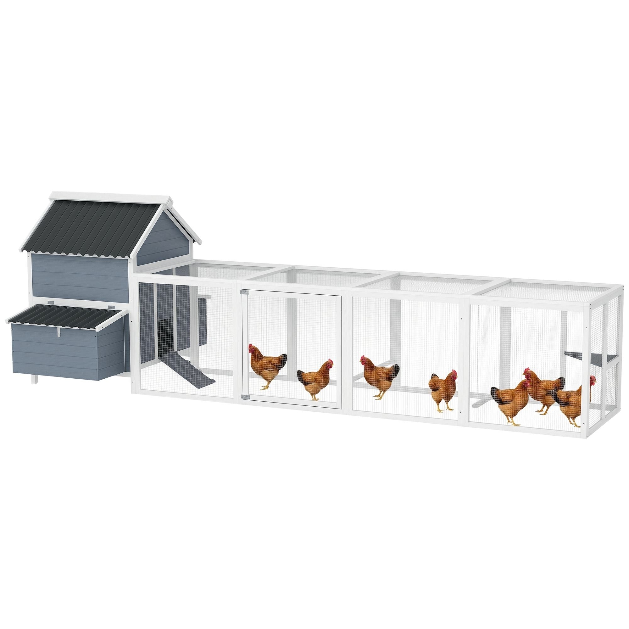 Spacious furniture-style Chicken Coop with Nesting Boxes and Run