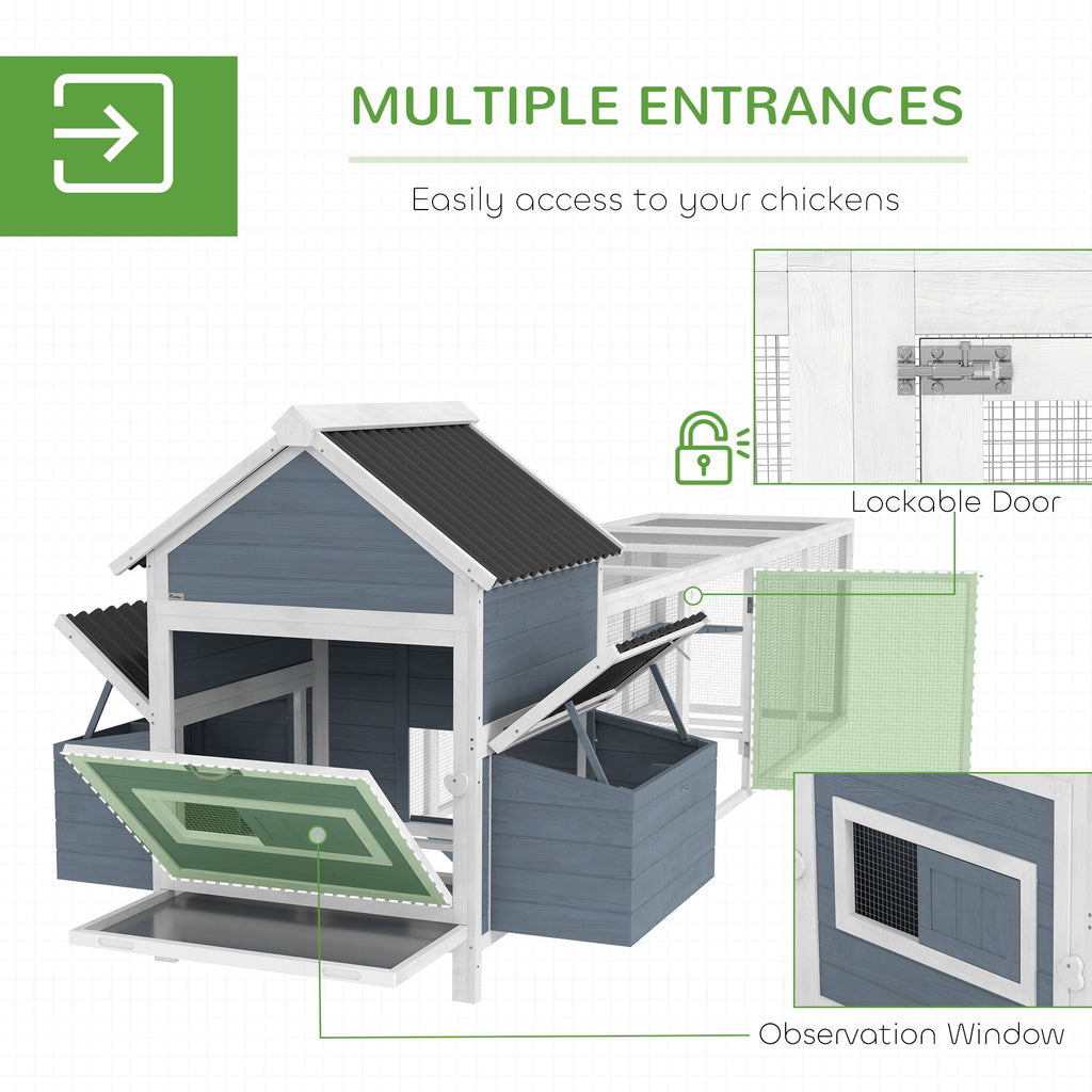 Spacious furniture-style Chicken Coop with Nesting Boxes and Run