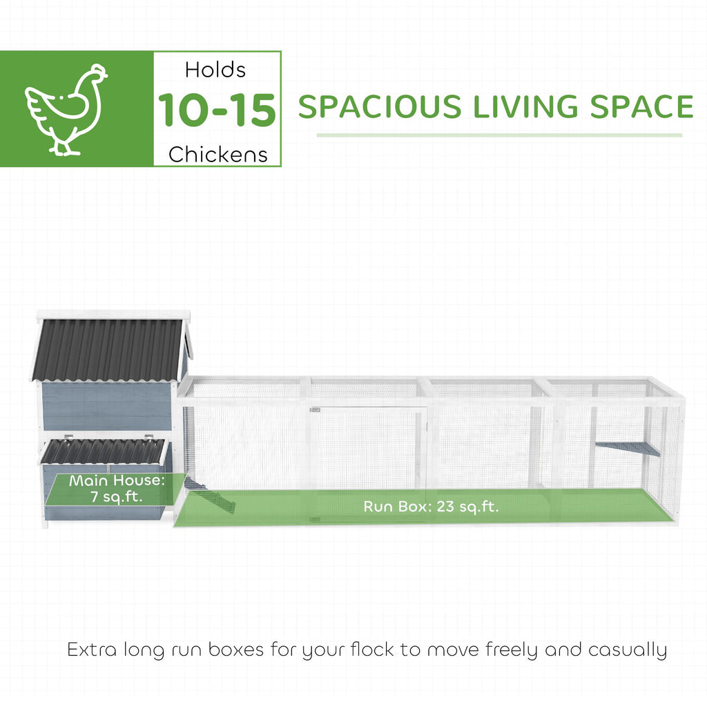 Spacious furniture-style Chicken Coop with Nesting Boxes and Run