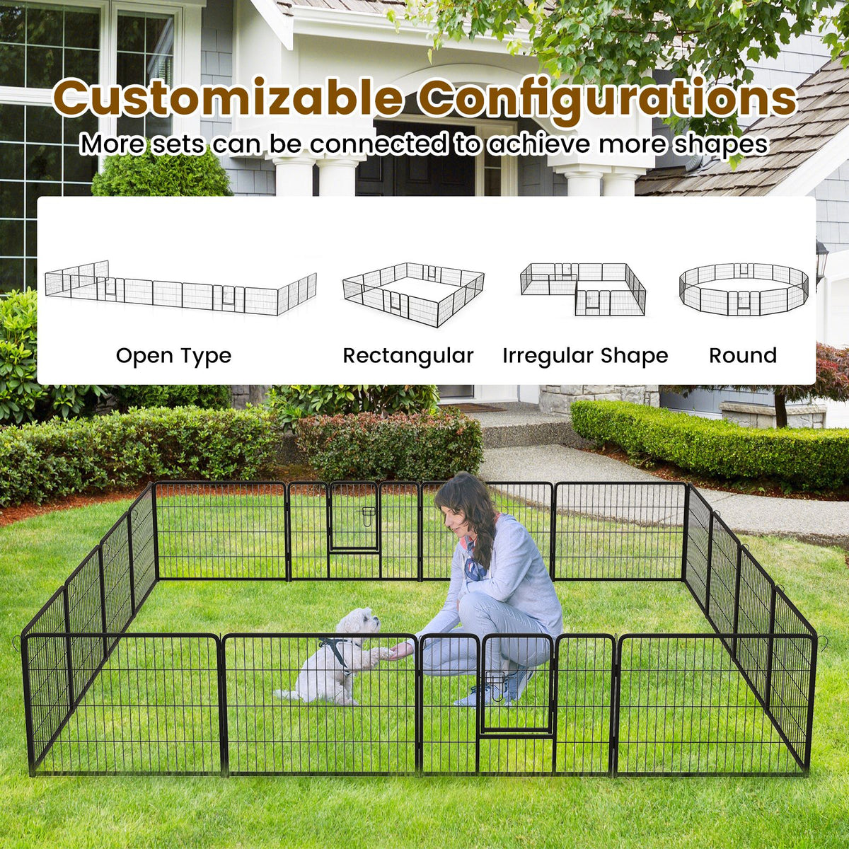 Secure and Versatile 16-Panel Dog Playpen with Lock