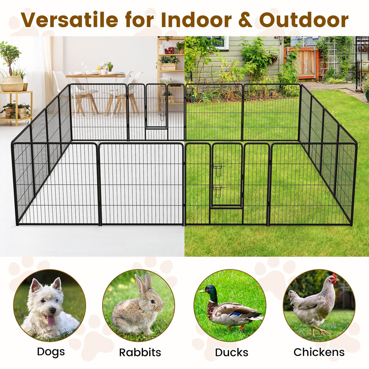 Secure and Versatile 16-Panel Dog Playpen with Lock