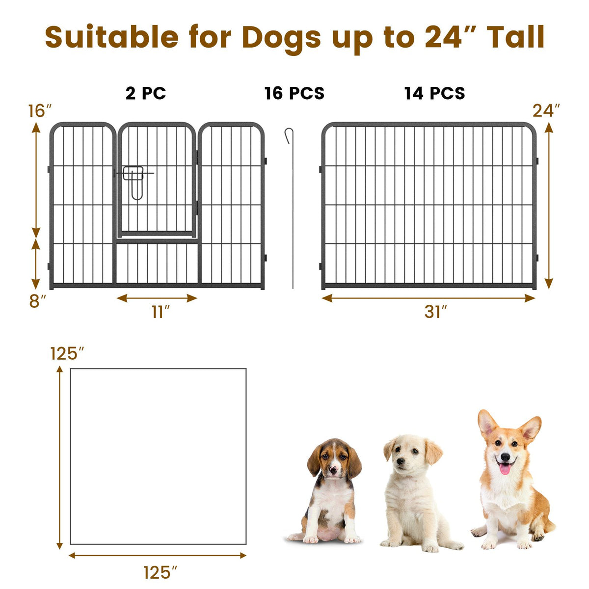 Secure and Versatile 16-Panel Dog Playpen with Lock