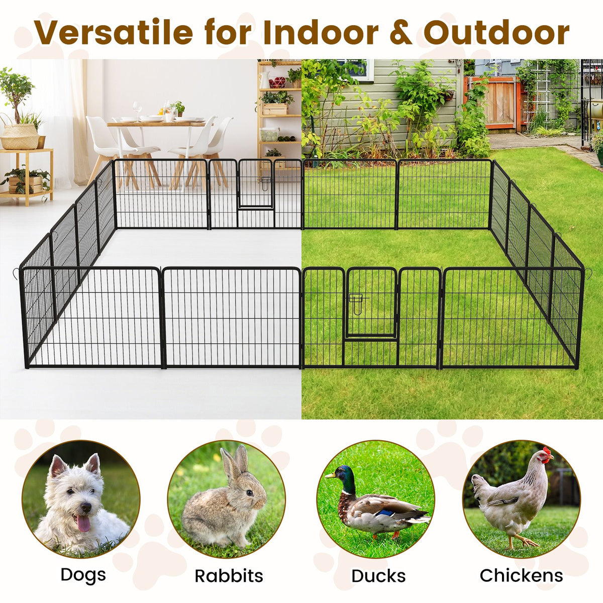 Secure and Versatile 16-Panel Dog Playpen with Lock