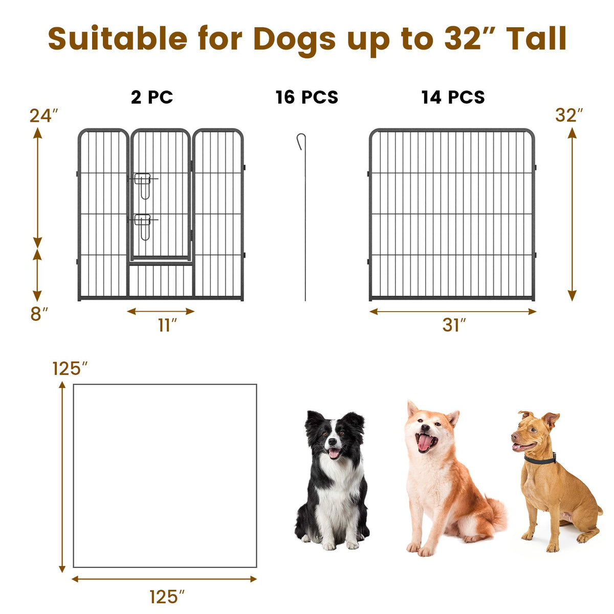 Secure and Versatile 16-Panel Dog Playpen with Lock