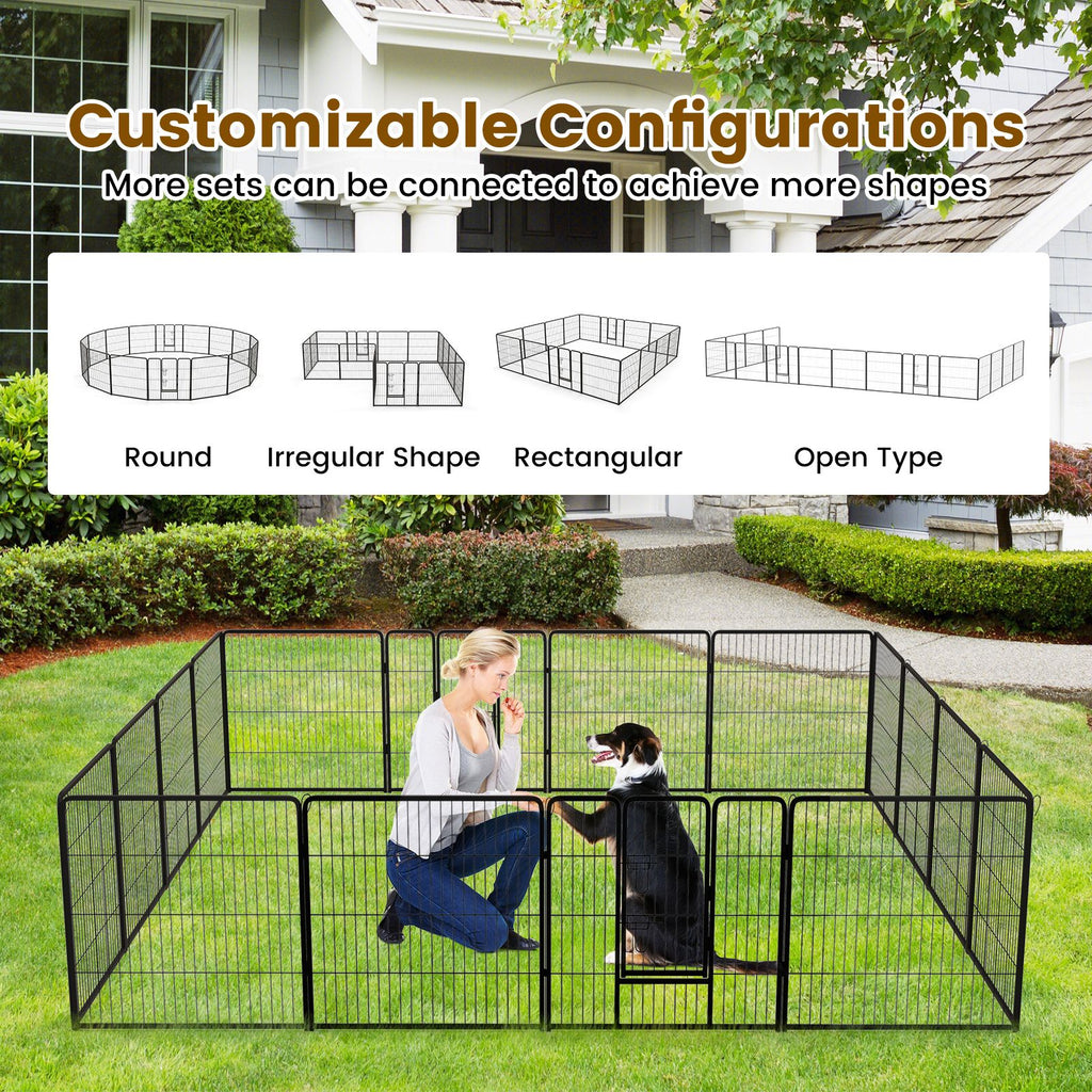 Secure and Versatile 16-Panel Dog Playpen with Lock