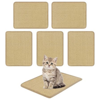 16 x 12 Inch Natural 6-Piece Cat Scratching Mats, Sisal Material Anti-Slip Latex Backing Furniture Protector