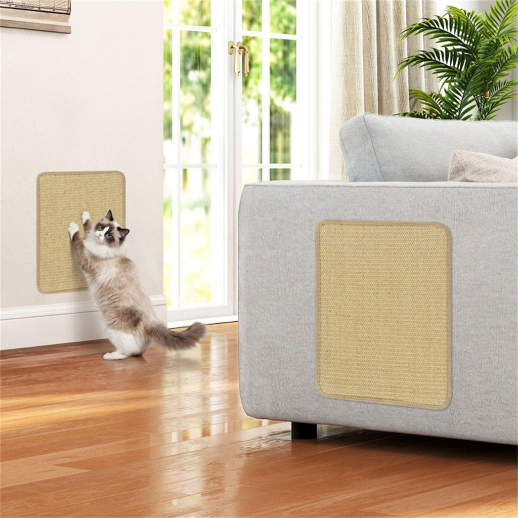 16 x 12 Inch Natural 6-Piece Cat Scratching Mats, Sisal Material Anti-Slip Latex Backing Furniture Protector