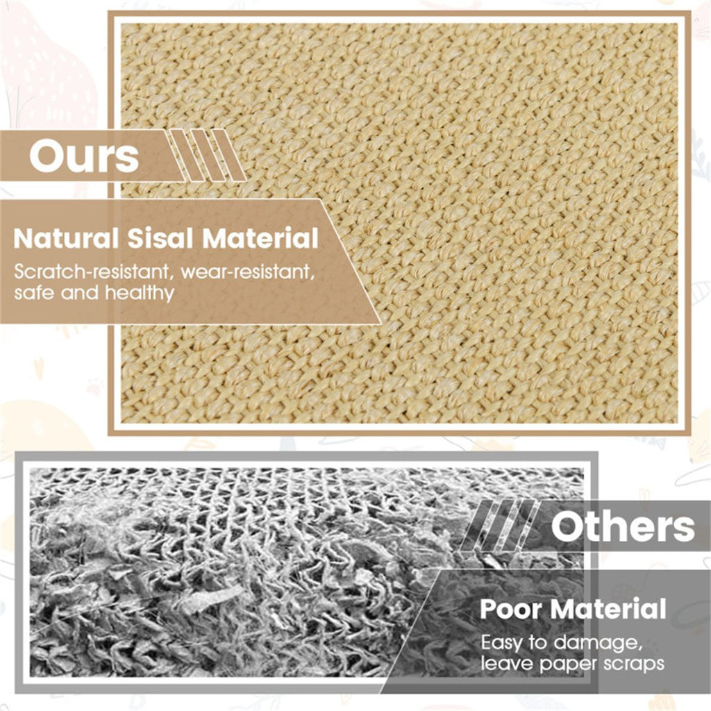16 x 12 Inch Natural 6-Piece Cat Scratching Mats, Sisal Material Anti-Slip Latex Backing Furniture Protector