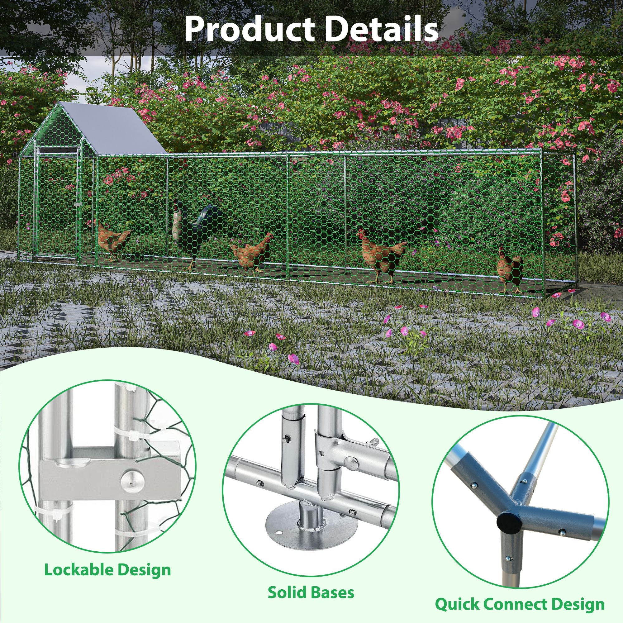 Large structured Chicken Coop Run with everyday structured Frame and PE Cover