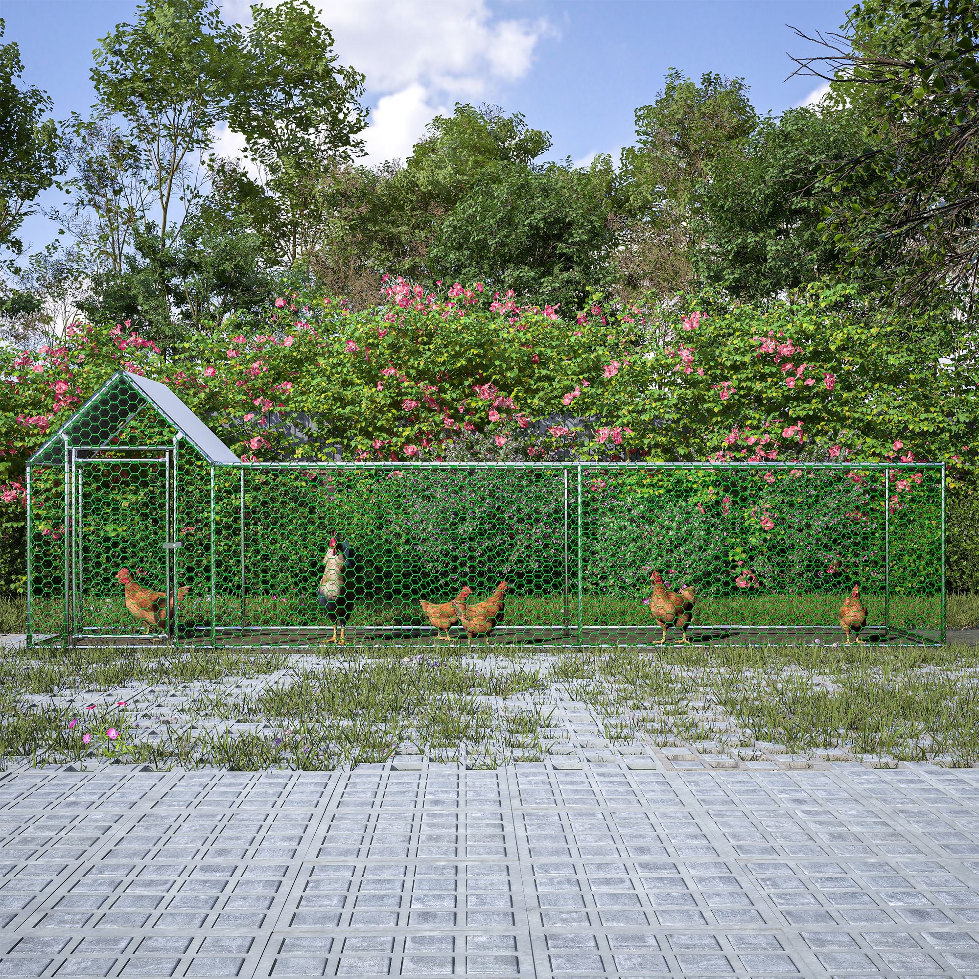Large structured Chicken Coop Run with everyday structured Frame and PE Cover