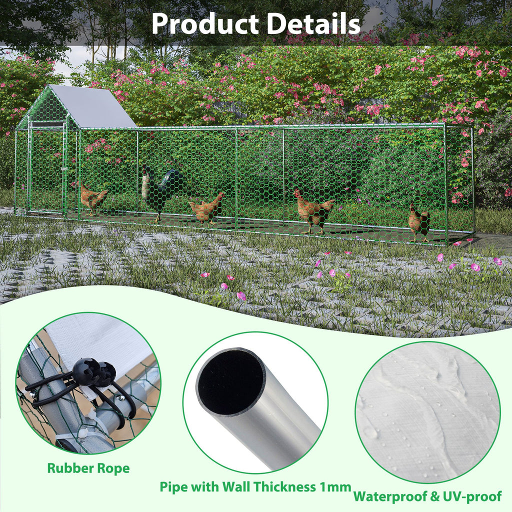 Large structured Chicken Coop Run with everyday structured Frame and PE Cover