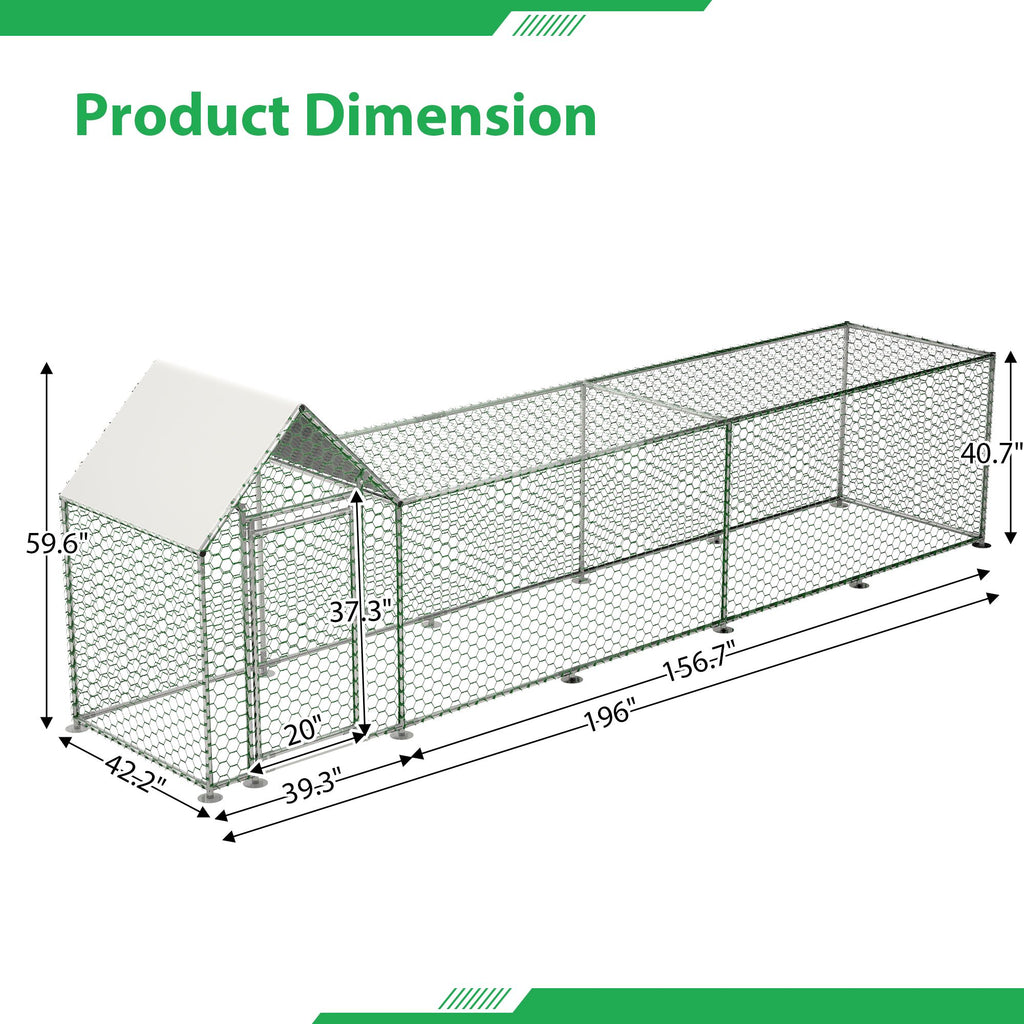 Large structured Chicken Coop Run with everyday structured Frame and PE Cover