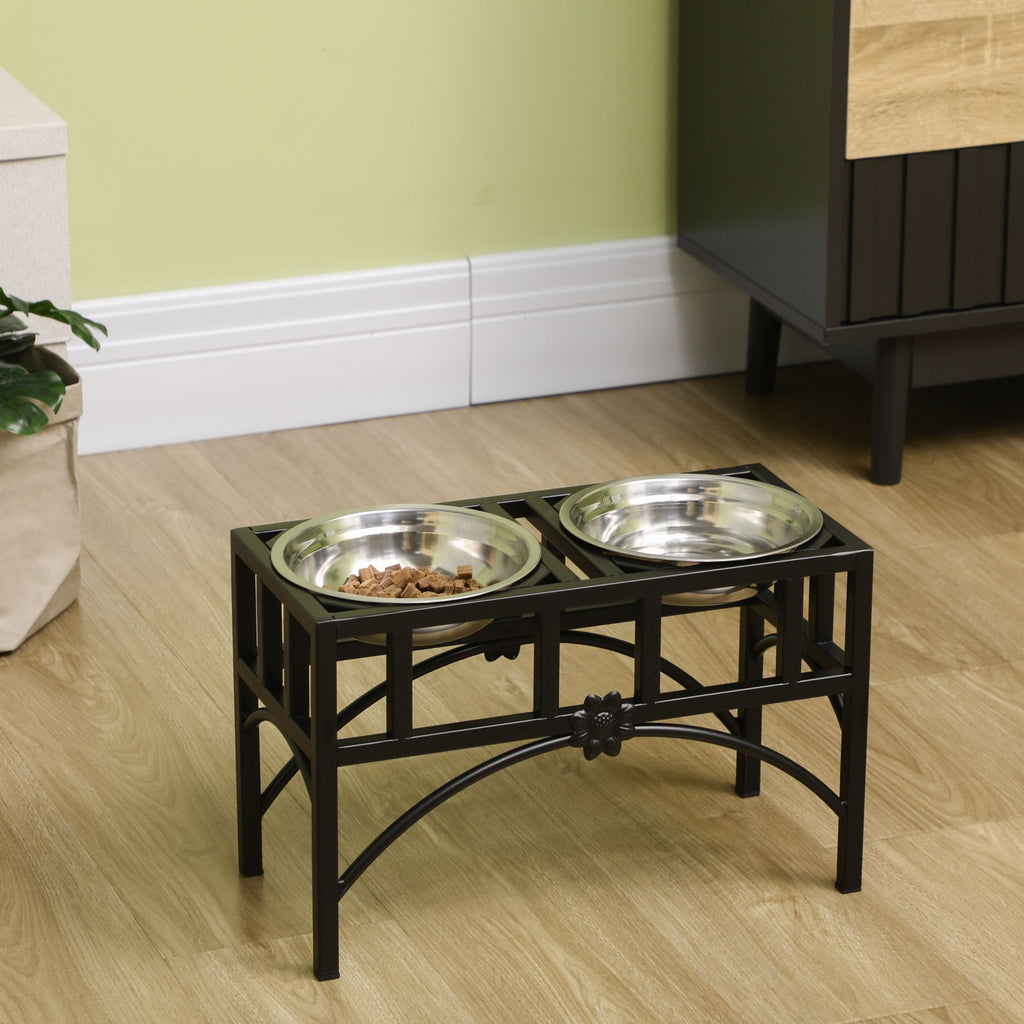 Elevate Your Dog's Mealtime with a Raised Double Bowl Feeding Station