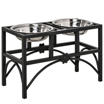 Elevate Your Dog's Mealtime with a Raised Double Bowl Feeding Station