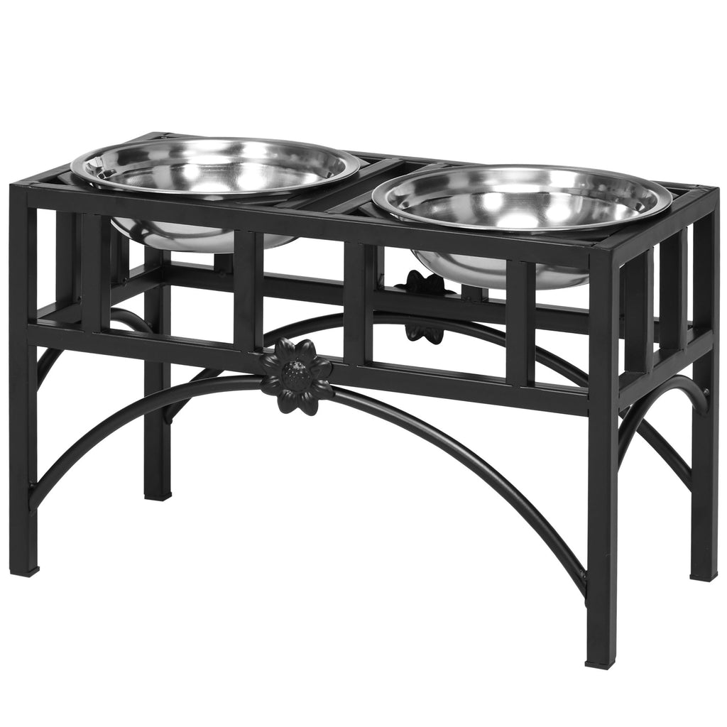 Elevate Your Dog's Mealtime with a Raised Double Bowl Feeding Station