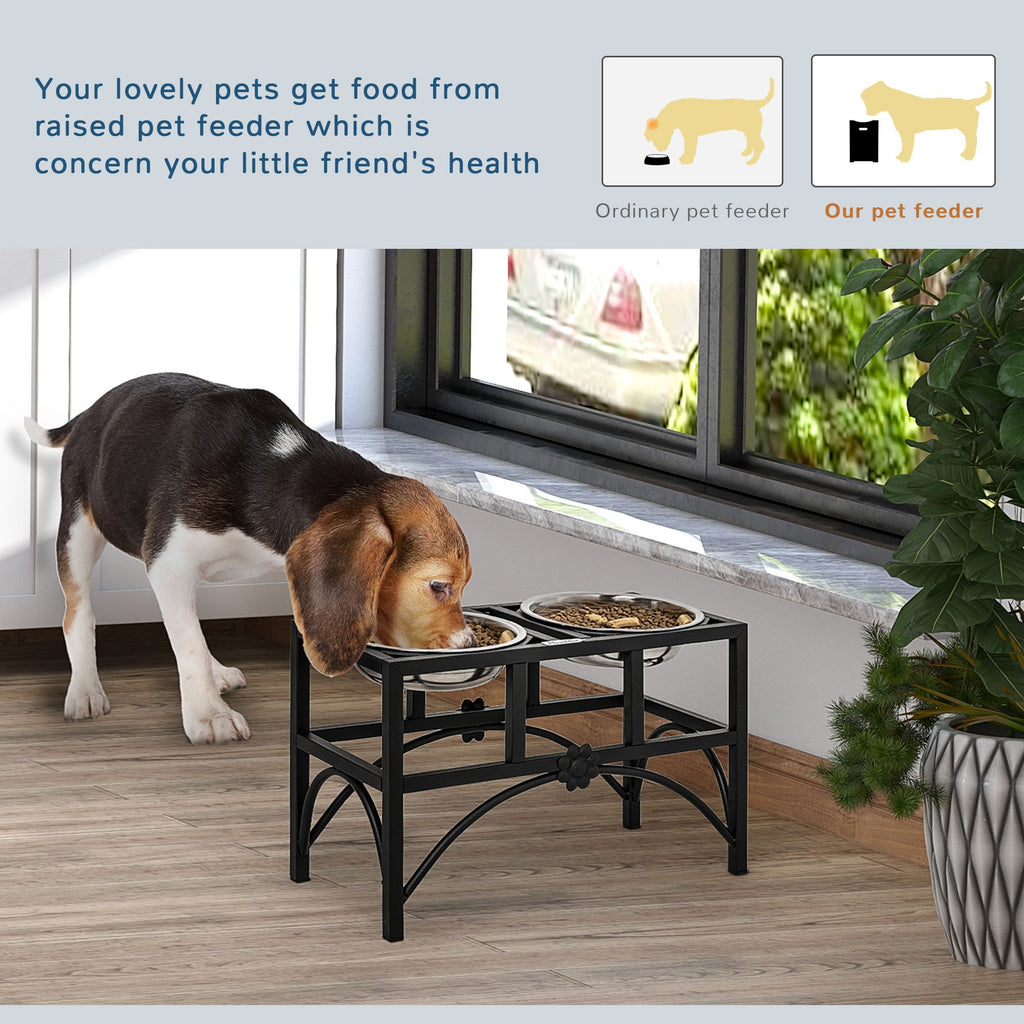 Elevate Your Dog's Mealtime with a Raised Double Bowl Feeding Station