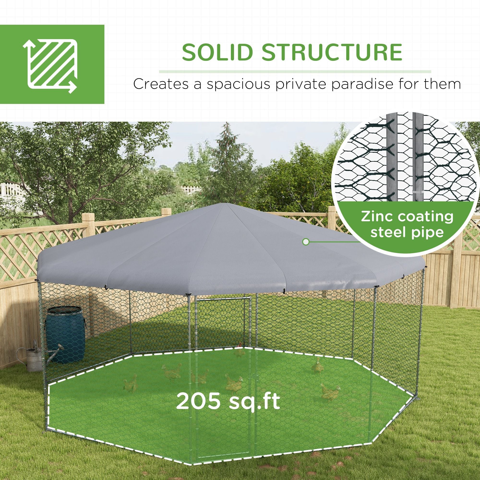 Large Outdoor Walk-In Chicken Run with Cover for 19-25 Chickens