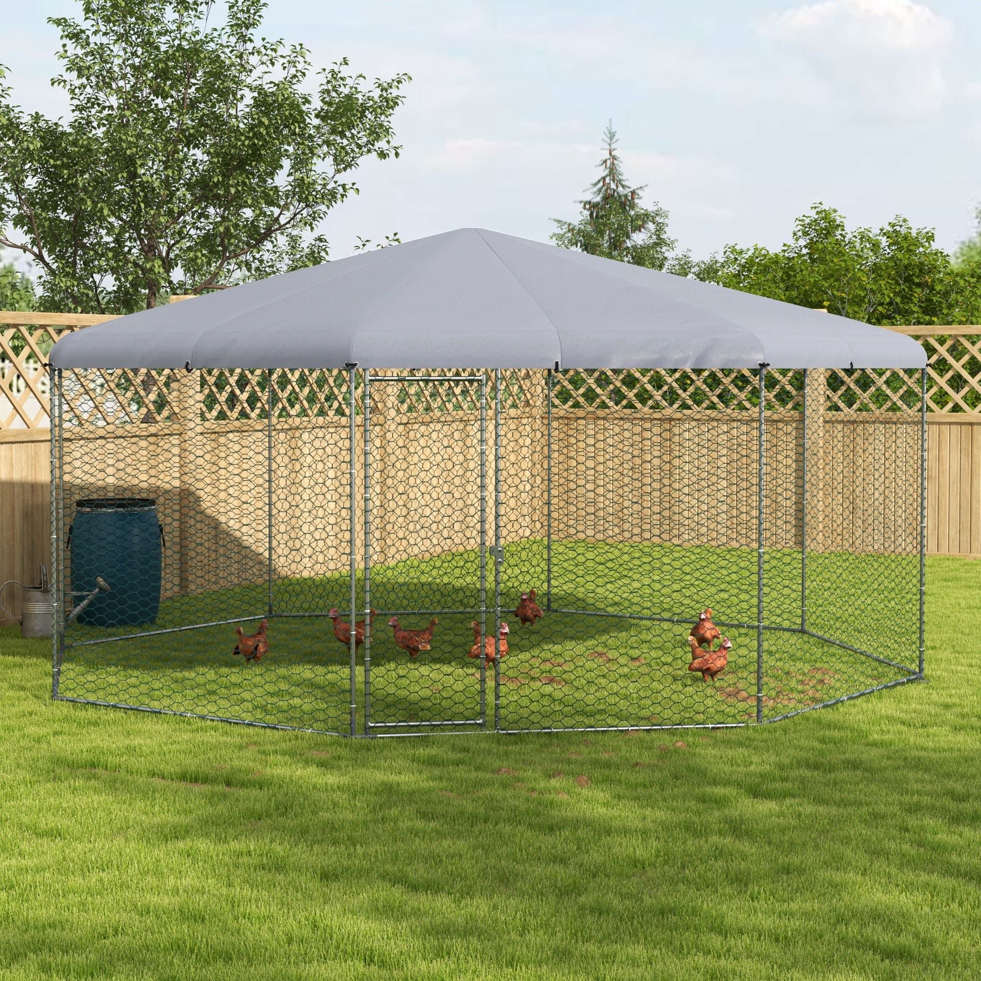 Large Outdoor Walk-In Chicken Run with Cover for 19-25 Chickens