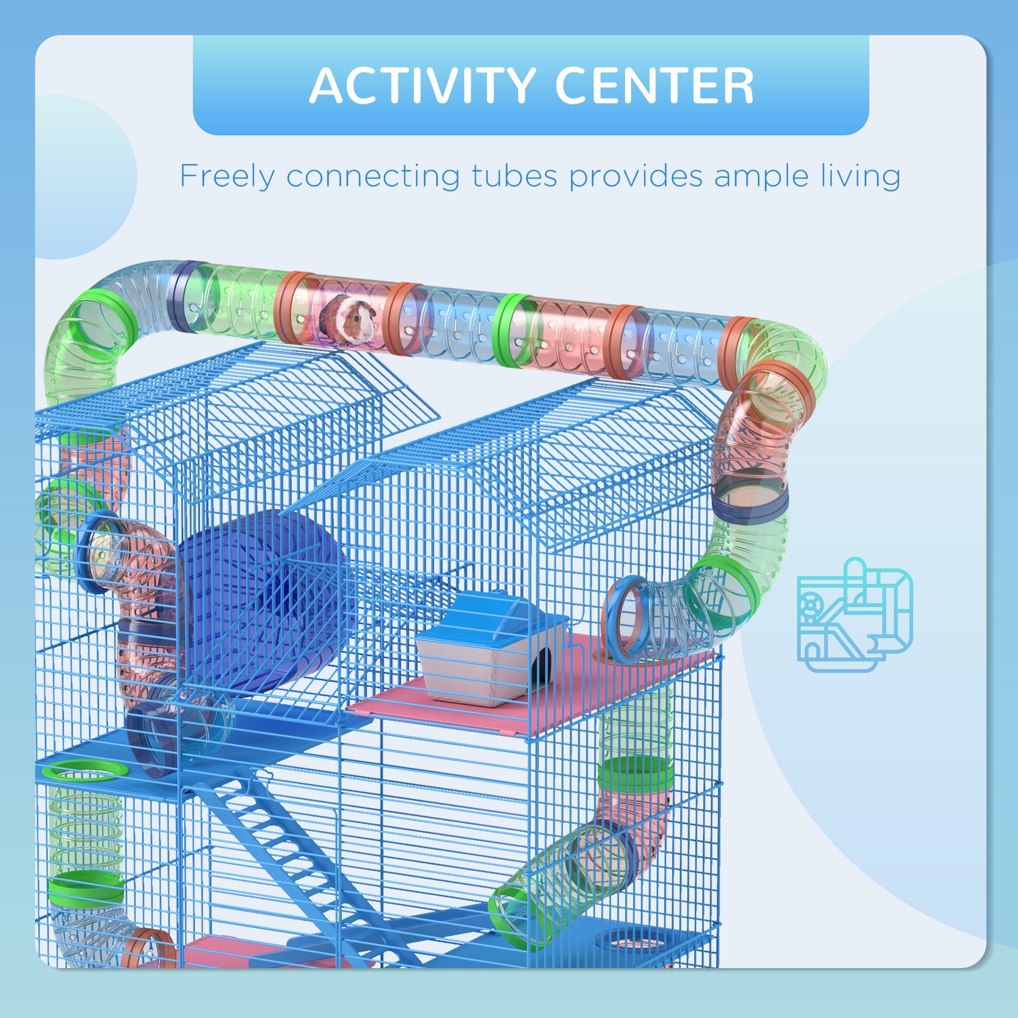 5-Tier Hamster Paradise with Tubes, Wheel & Accessories – Blue