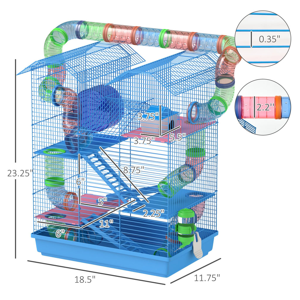 5-Tier Hamster Paradise with Tubes, Wheel & Accessories – Blue