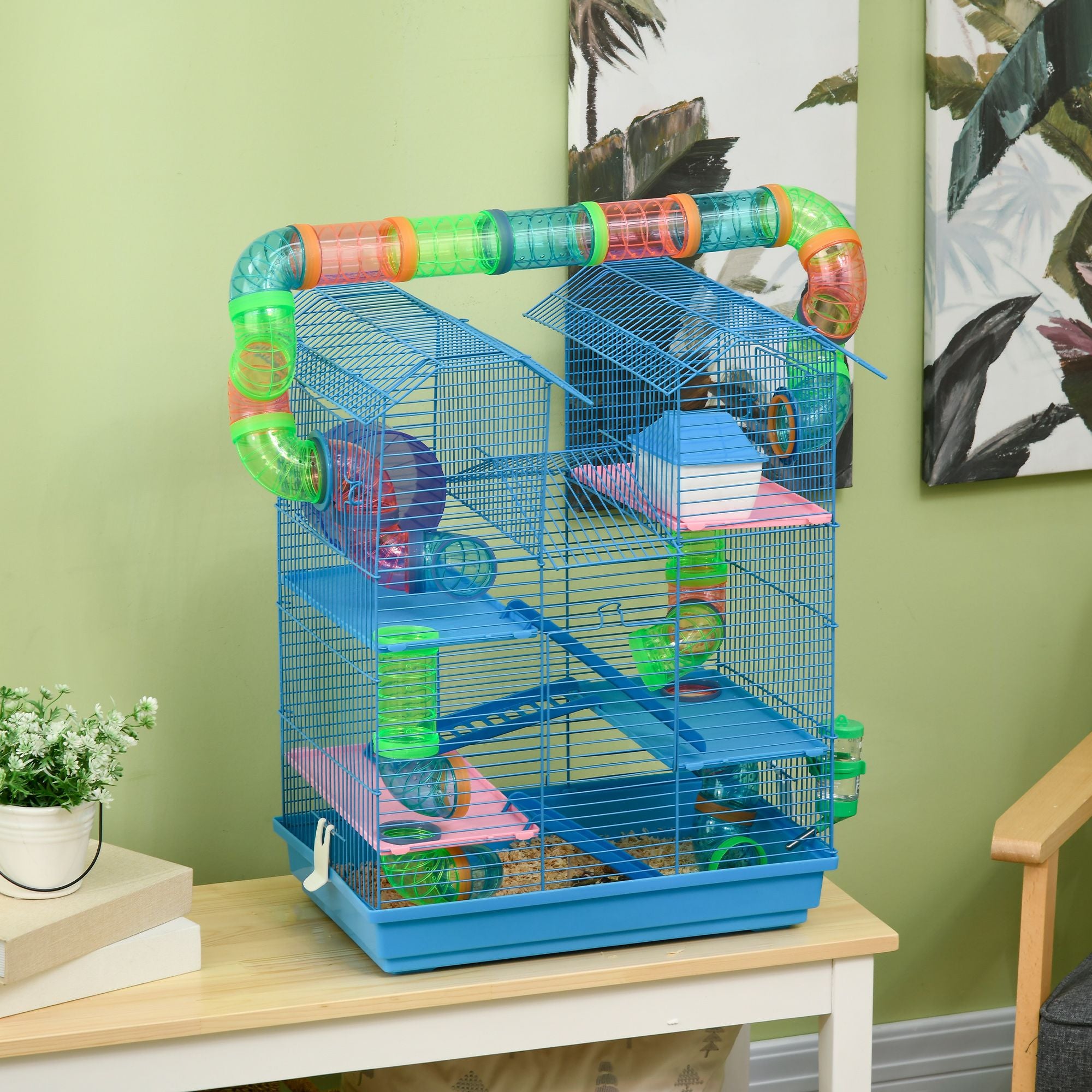 5-Tier Hamster Paradise with Tubes, Wheel & Accessories – Blue