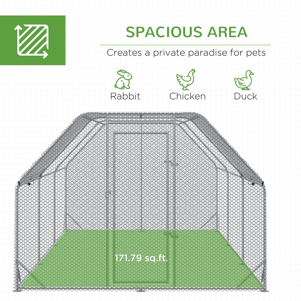 Walk-In Chicken Coop with Roof for 15-18 Chickens