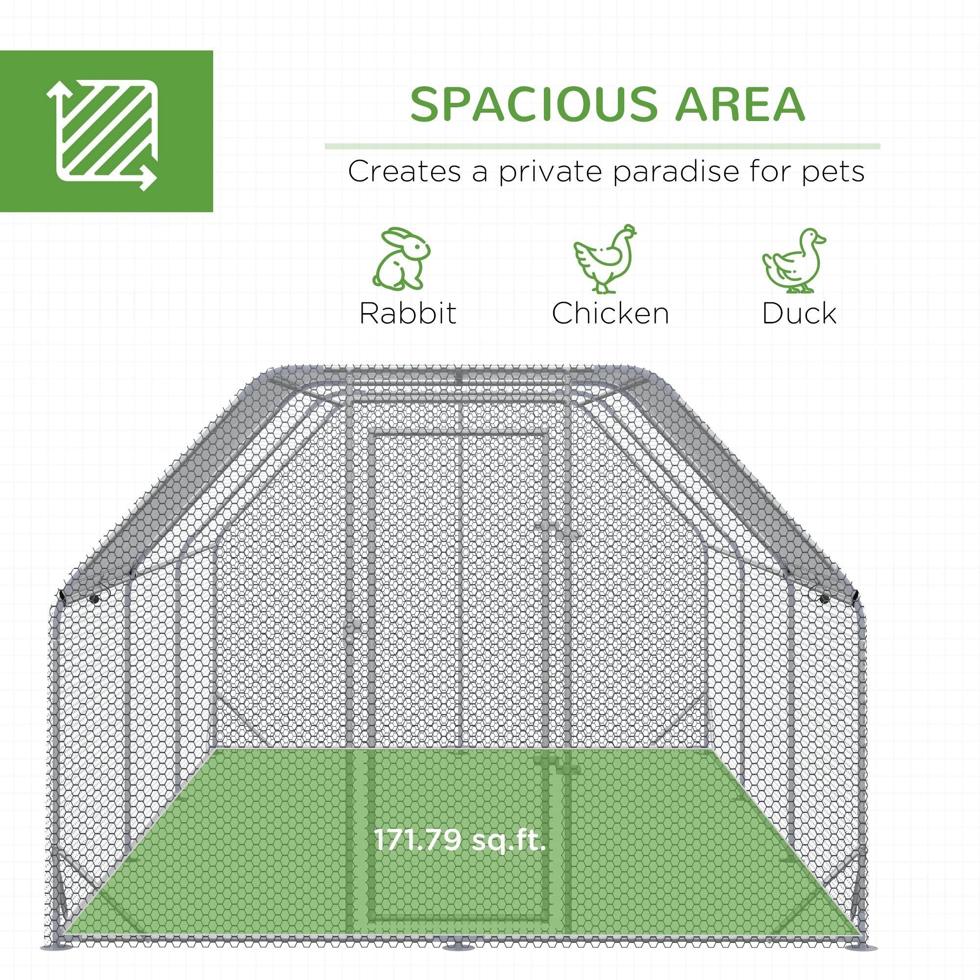 Walk-In Chicken Coop with Roof for 15-18 Chickens