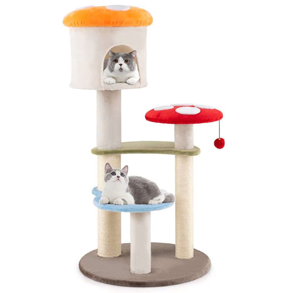 Mushroom Cat Tree with Cozy Condo & Multi-Level Fun
