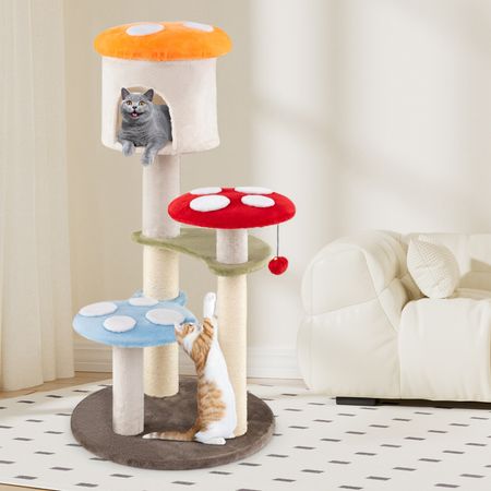Mushroom Cat Tree with Cozy Condo & Multi-Level Fun